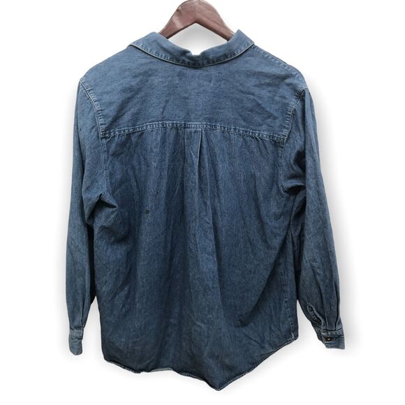 Karen Scott Millenium 2000 Embroidered Denim Button Down Womens Large - Picture 5 of 6